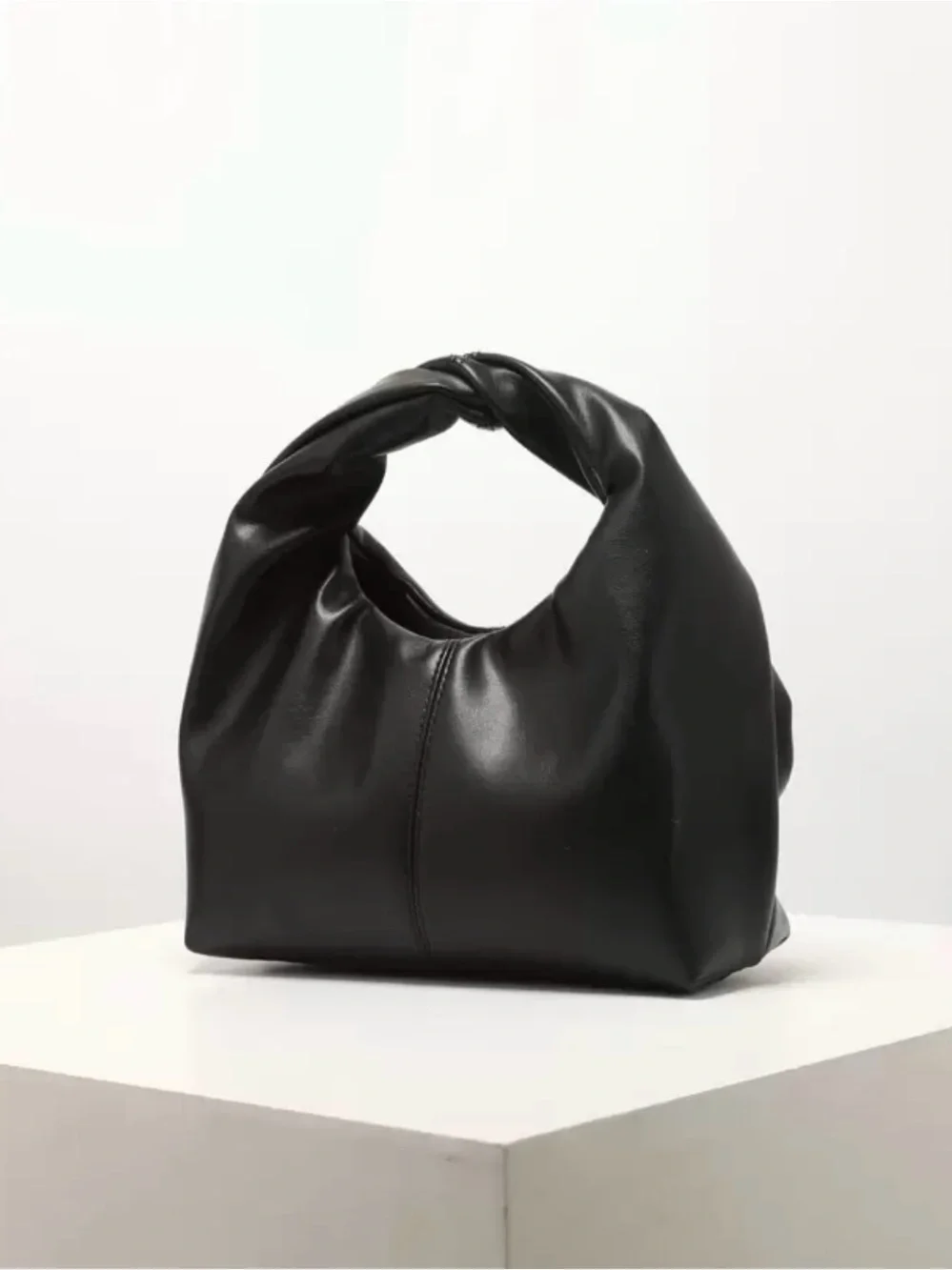 NEW Sleek Black Knot Handle Women’s Shoulder Bag